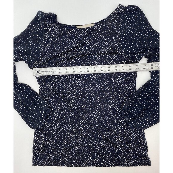 LOFT Petites Blue Polka Dot Boat Neck Lyocell Blend Long Sleeve Blouse Size SP - Picture 8 of 8